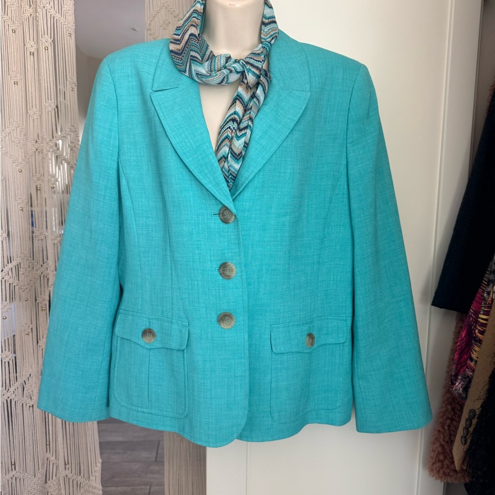 Evan Picone Bright Turquoise Tailored Blazer